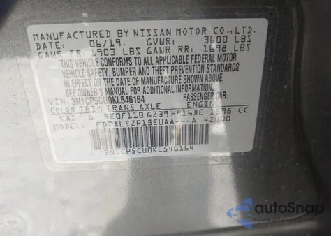 2019 Nissan Kicks Sv from USA, damaged, VIN 3N1CP5CU0KL546164